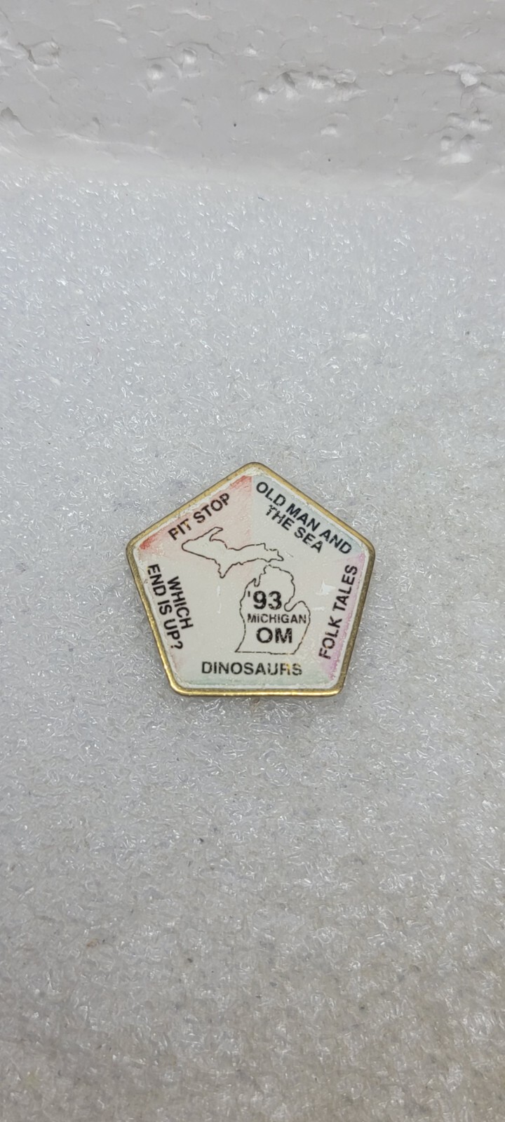 Vintage Michigan OM Odyssey Of The Mind 1993 OOTM Lapel Pin Black & White Vintage Michigan OM Odyssey Of The Mind 1993 OOTM Lapel Pin Black & White