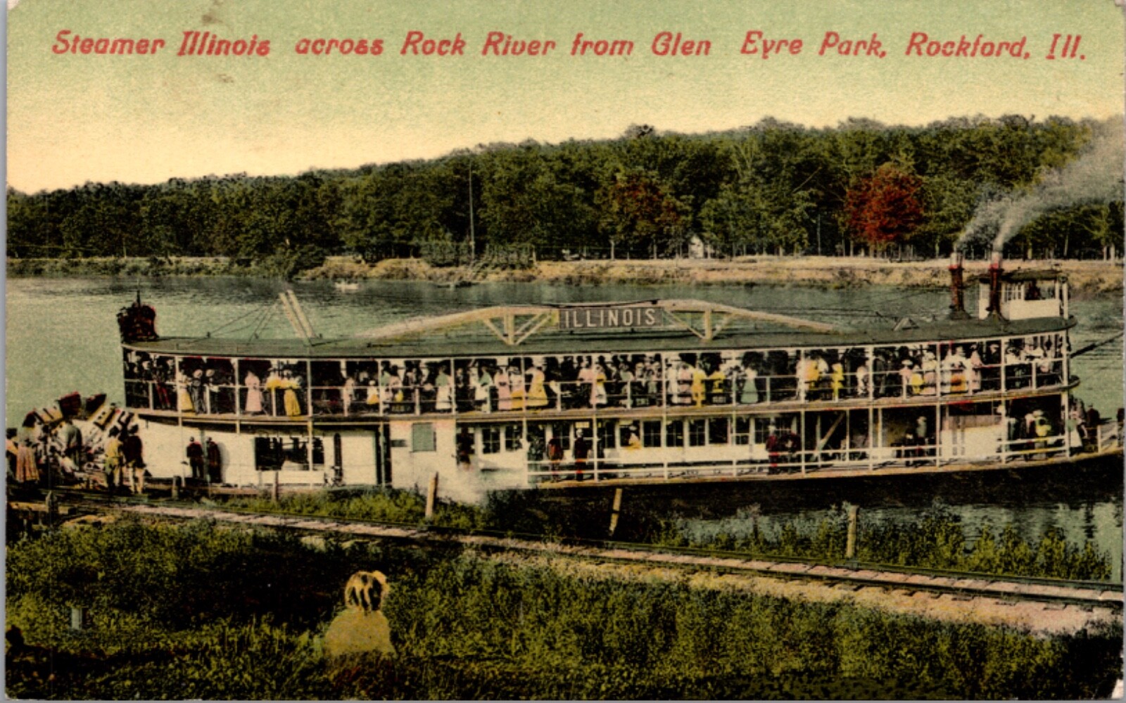 PC Steamer Illinois across Rock River from Glen Eyre Park in Rockford, Illinois PC Steamer Illinois across Rock River from Glen Eyre Park in Rockford, Illinois