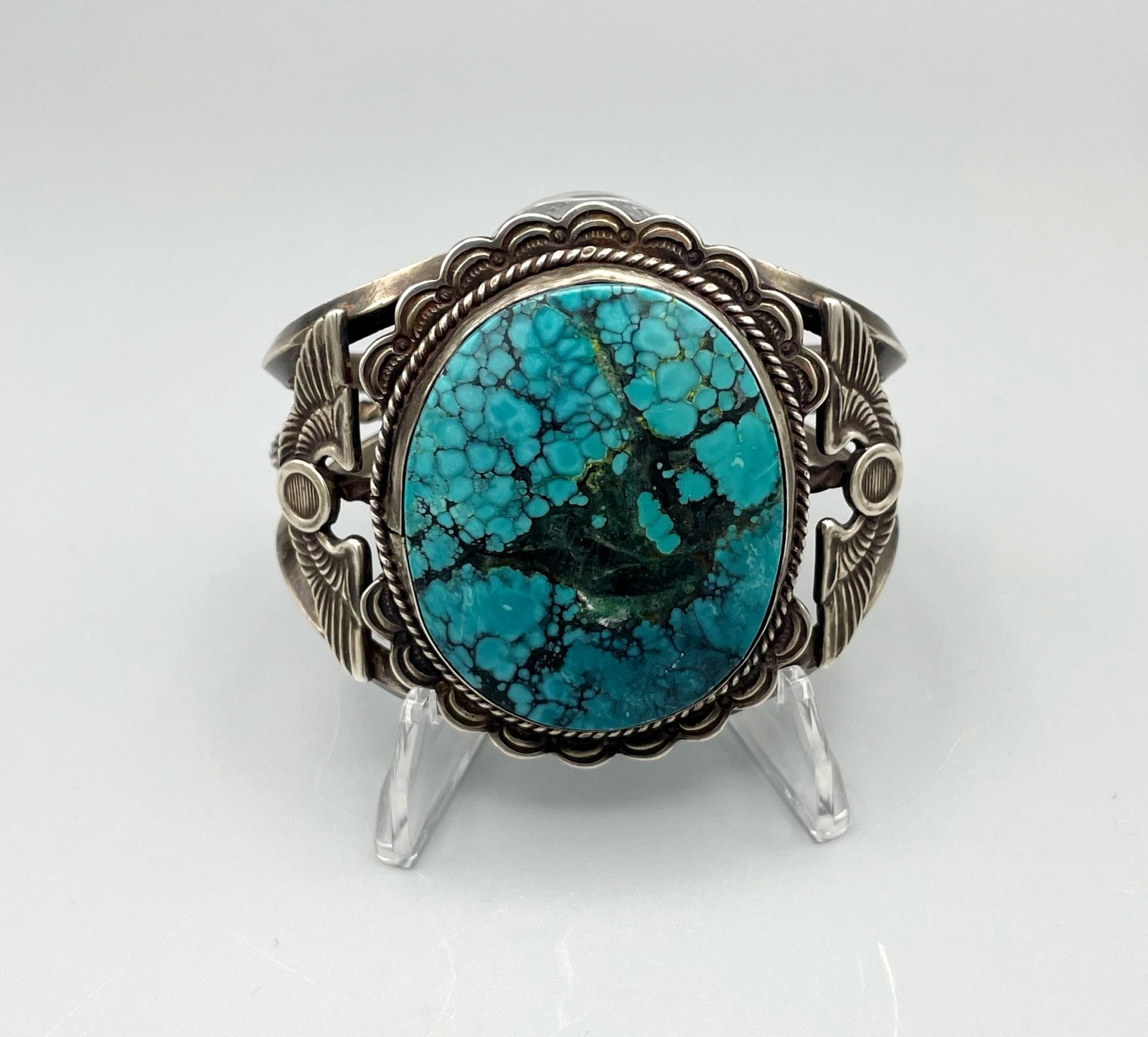 Circa 1930 Native American Navajo Silver and Turquoise Bracelet, Winged design Circa 1930 Native American Navajo Silver and Turquoise Bracelet, Winged design
