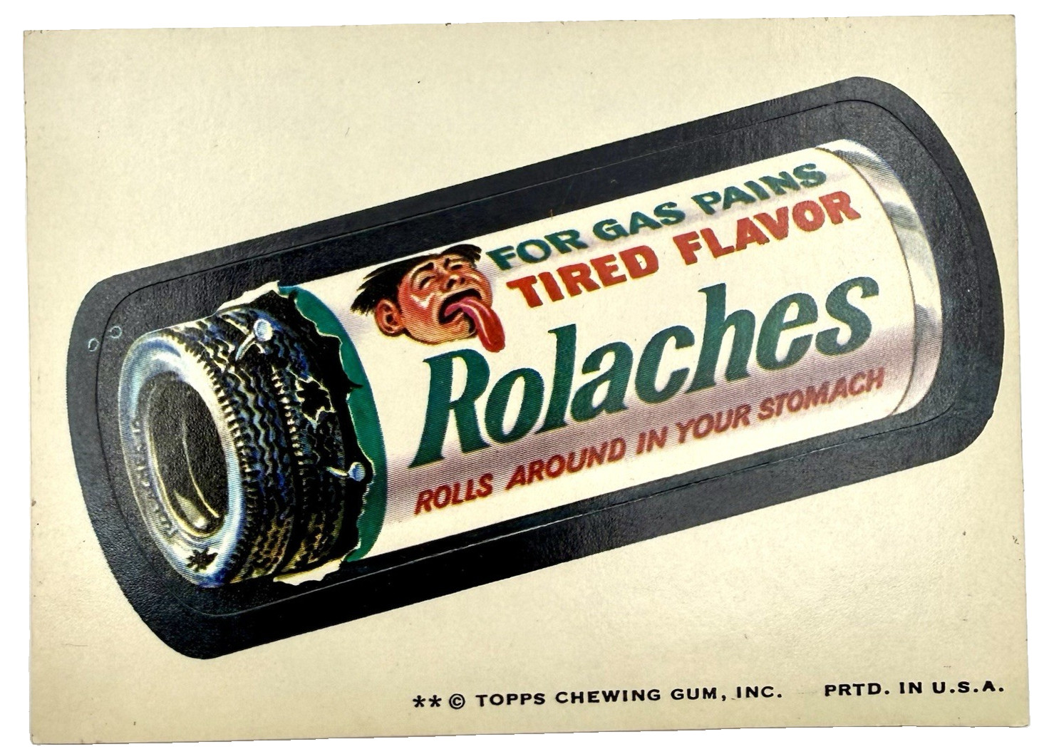 1974 Topps Wacky Packages 8th Series Rolaches Sticker Tan Back Original Vintage
