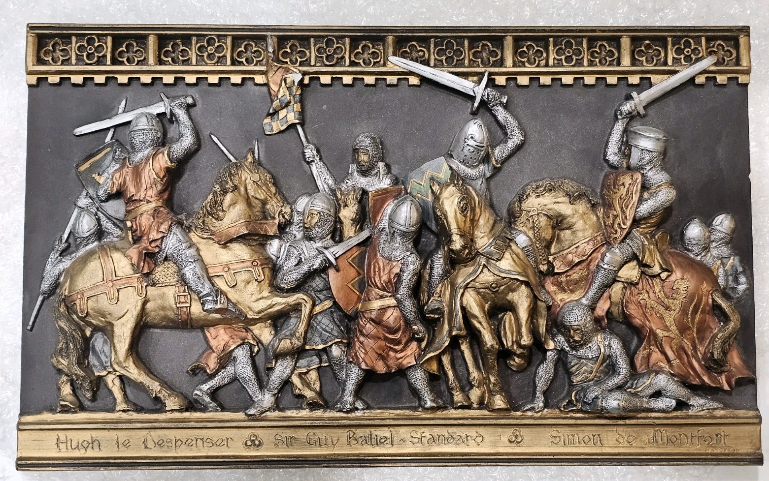 Vtg BALIEL STANDARD MONTHFORT OTHERS  Marcus Designs Medieval Wall Plaque 16x10 