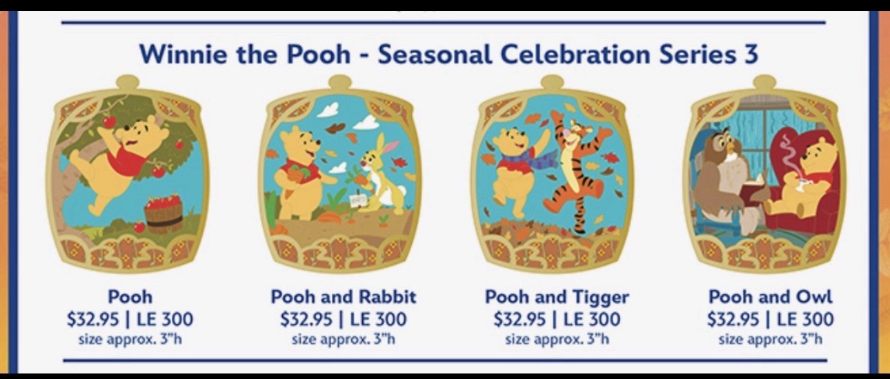 CONFIRMED WDI MOG Winnie the Pooh Seasonal Celebration Series 3 (set of 4 pins) CONFIRMED WDI MOG Winnie the Pooh Seasonal Celebration Series 3 (set of 4 pins)