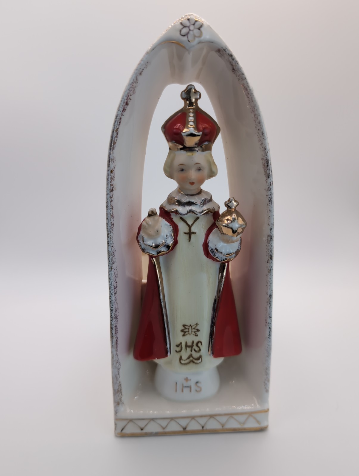 Vintage Lefton IHS Infant of Prague Christian Holy Water Planter #245 Japan 8\ Vintage Lefton IHS Infant of Prague Christian Holy Water Planter #245 Japan 8\