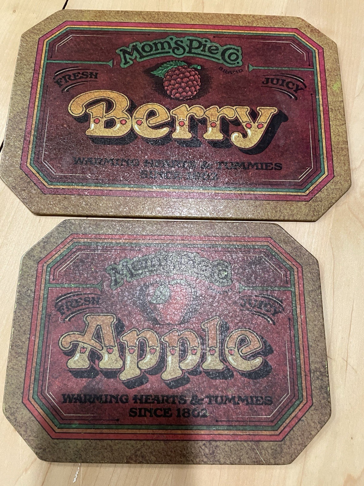 Vintage Mom's Pie Co. Trivet Set 2 Heat Resistant Apple/Berry Vintage Mom's Pie Co. Trivet Set 2 Heat Resistant Apple/Berry