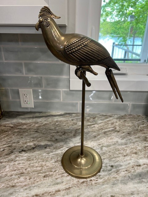 Dolbi Cashier Brass Cockatoo Parrot On Stand Vinatge Hollywood Regency Dolbi Cashier Brass Cockatoo Parrot On Stand Vinatge Hollywood Regency