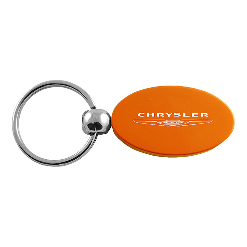 Chrysler Keychain & Keyring - Aluminum Metal Keychain Fob - Orange Oval Chrysler Keychain & Keyring - Aluminum Metal Keychain Fob - Orange Oval