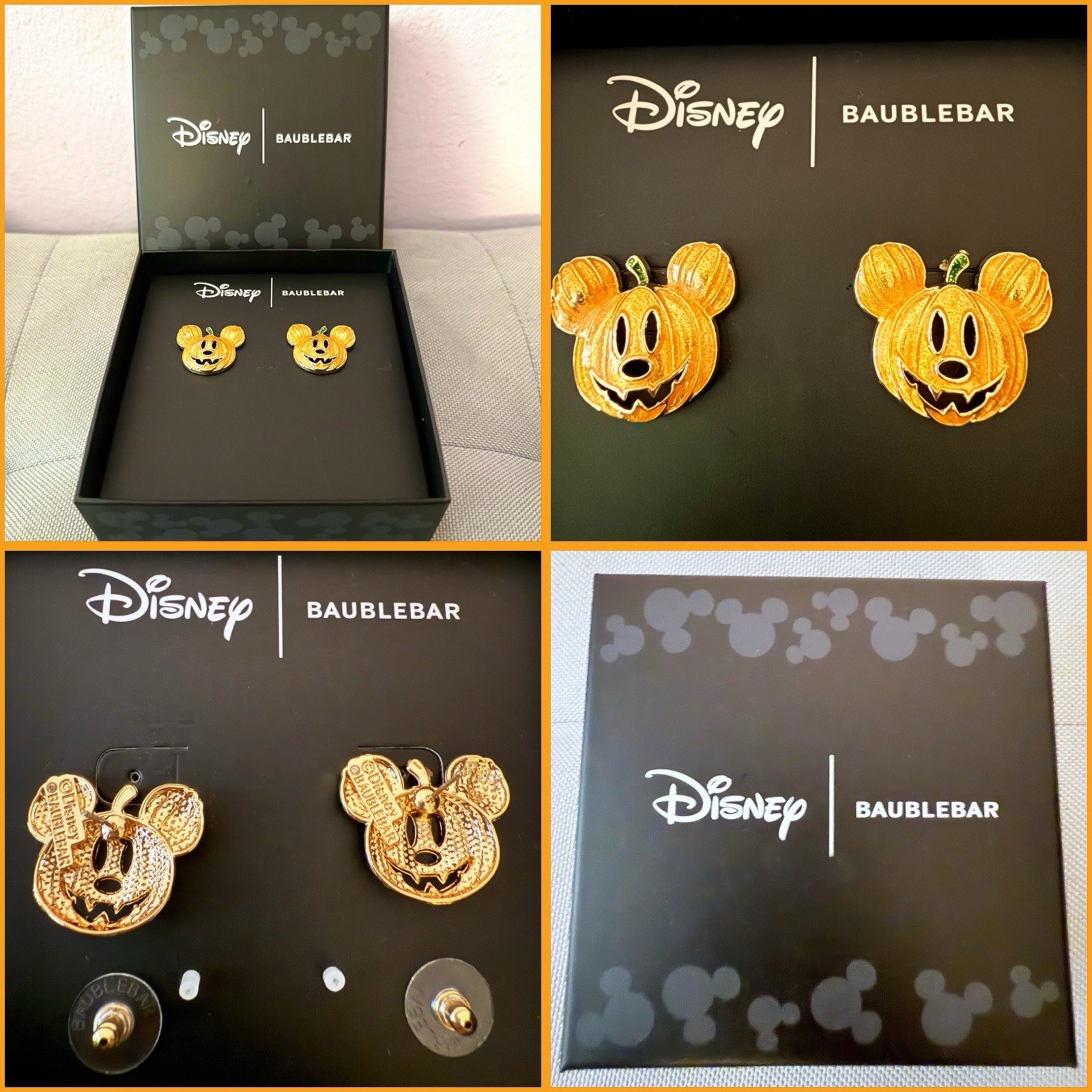 New Baublebar Disney Mickey Mouse Haunted Pumpkin Stud Earrings NIB Cute New Baublebar Disney Mickey Mouse Haunted Pumpkin Stud Earrings NIB Cute