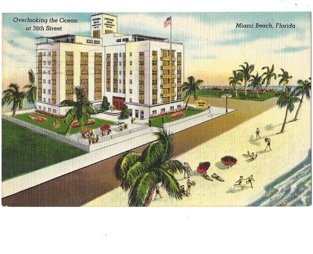 c1940 Croydon Arms Hotel Apartments Miami Beach Florida FL Linen Postcard