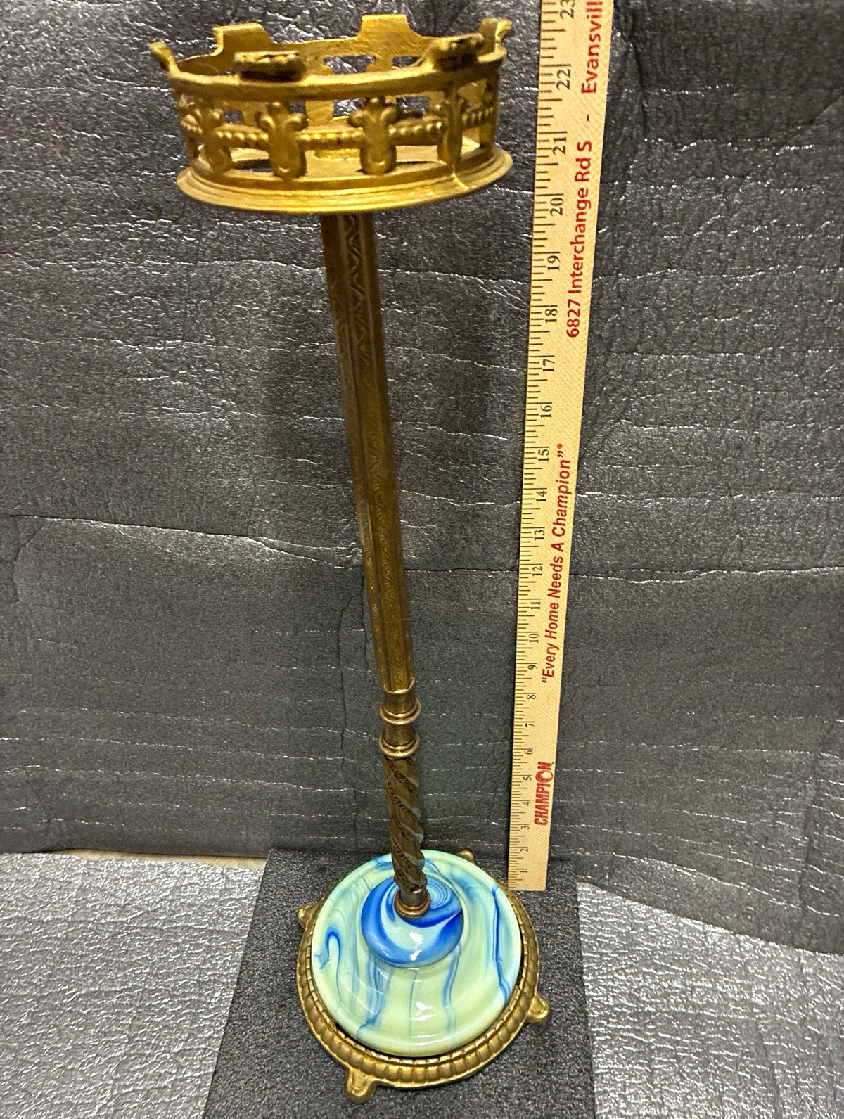 antique/vintage floor-standing ash stand or plant stand featuring a heavy brass antique/vintage floor-standing ash stand or plant stand featuring a heavy brass