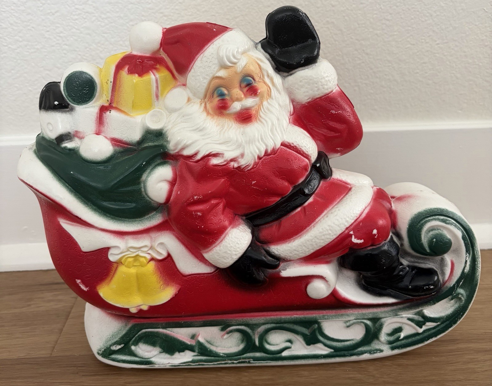 Vintage 1970 Empire Corp Plastic Santa in Sleigh Blow Mold Tabletop Decor USA Vintage 1970 Empire Corp Plastic Santa in Sleigh Blow Mold Tabletop Decor USA