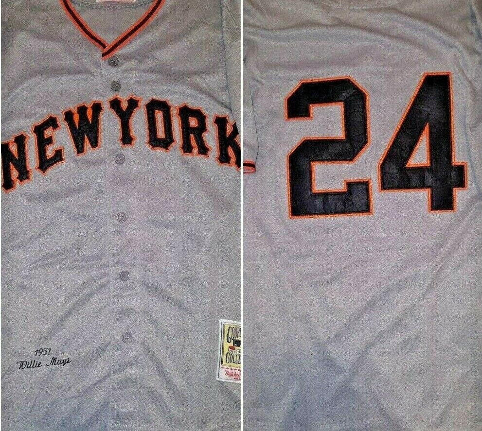 New York Giants Willie Mays Throwback Gray Replica Mens Large Baseball Jersey 