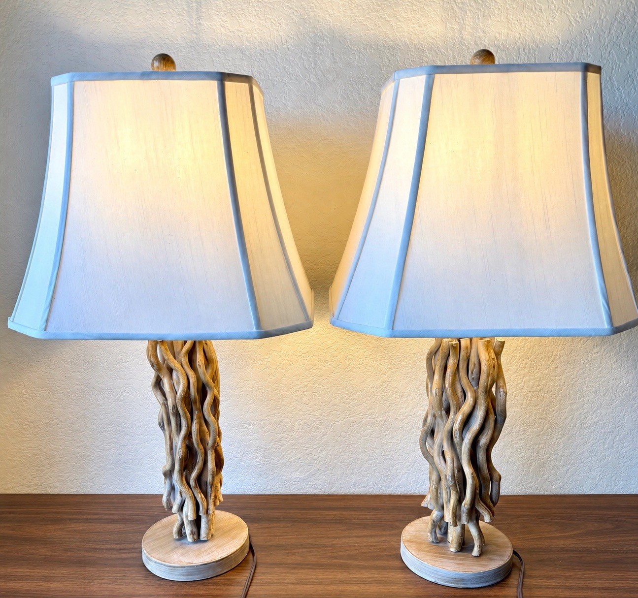 Pair of Real Wood Branch Table Lamps With Shades – 29” Tall Pair of Real Wood Branch Table Lamps With Shades – 29” Tall