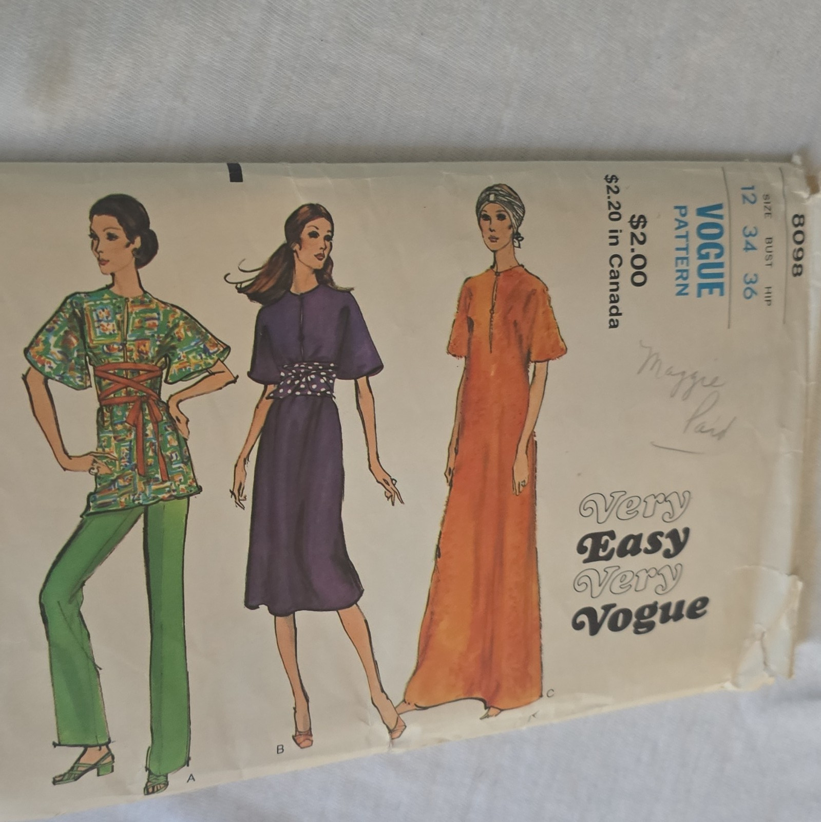 Vogue 8098 Very Easy Vogue Misses Dress Tunic Pants Sewing Pattern