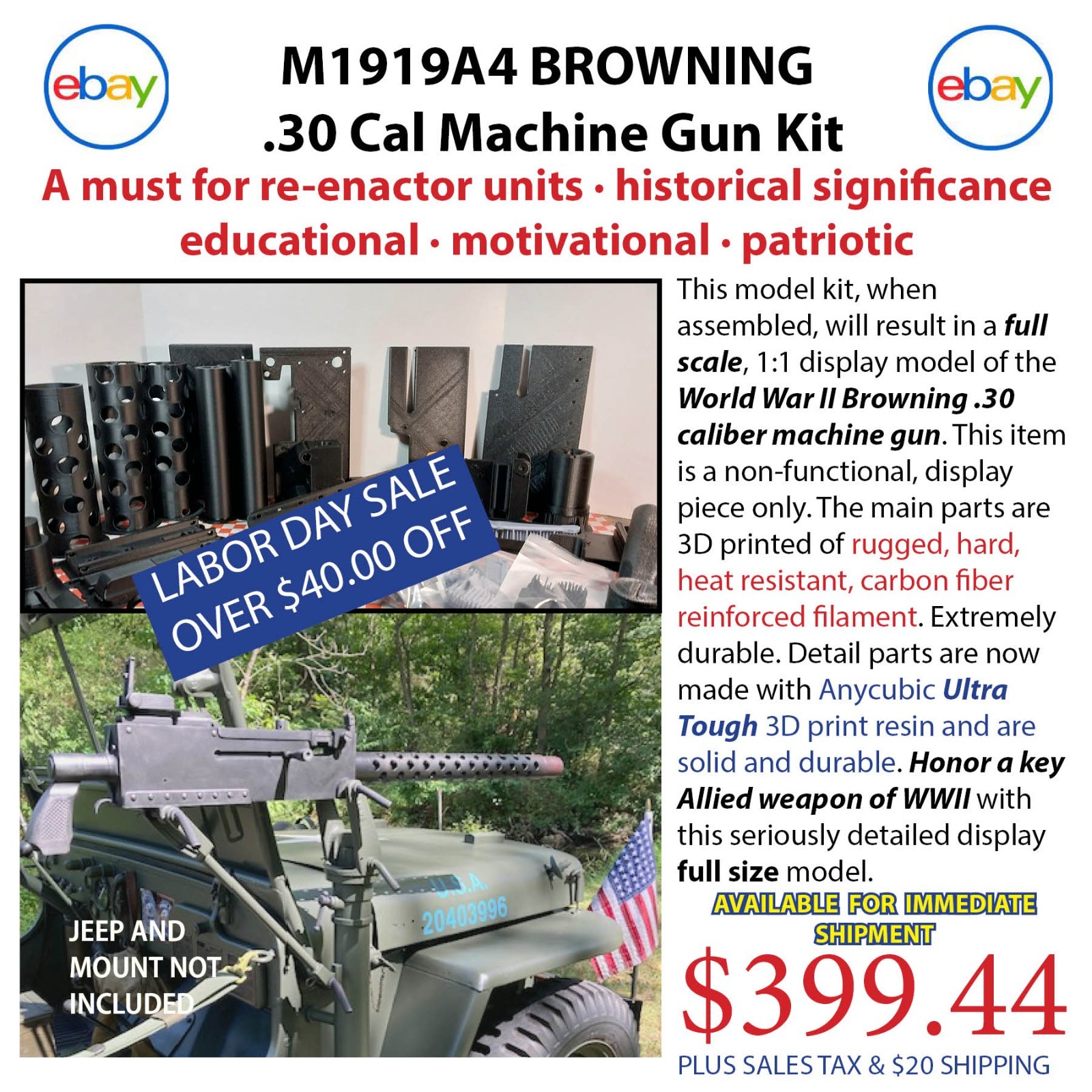 M1919A4 Browning WWII Full scale display model M1919A4 Browning WWII Full scale display model
