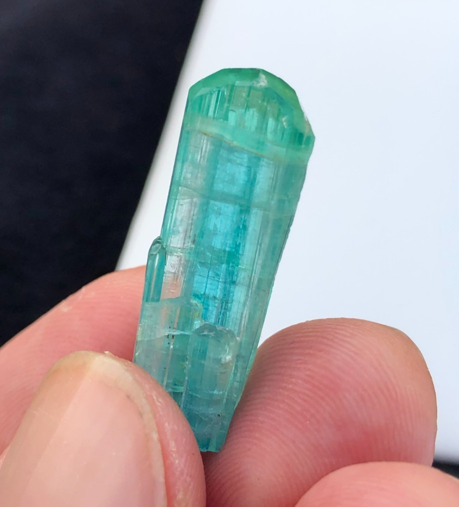 Natural Sky Blue Tourmaline Terminated Crystal Sourced from Afghanistan Natural Sky Blue Tourmaline Terminated Crystal Sourced from Afghanistan
