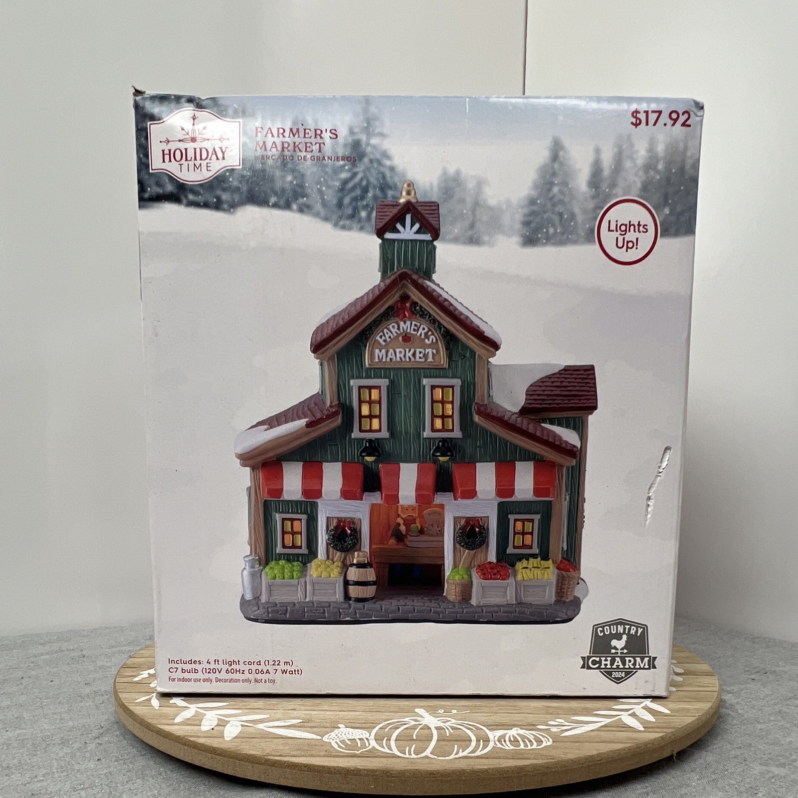 Holiday Time Country Charm 2024 Farmer\'s Market Porcelain Lighted House Village