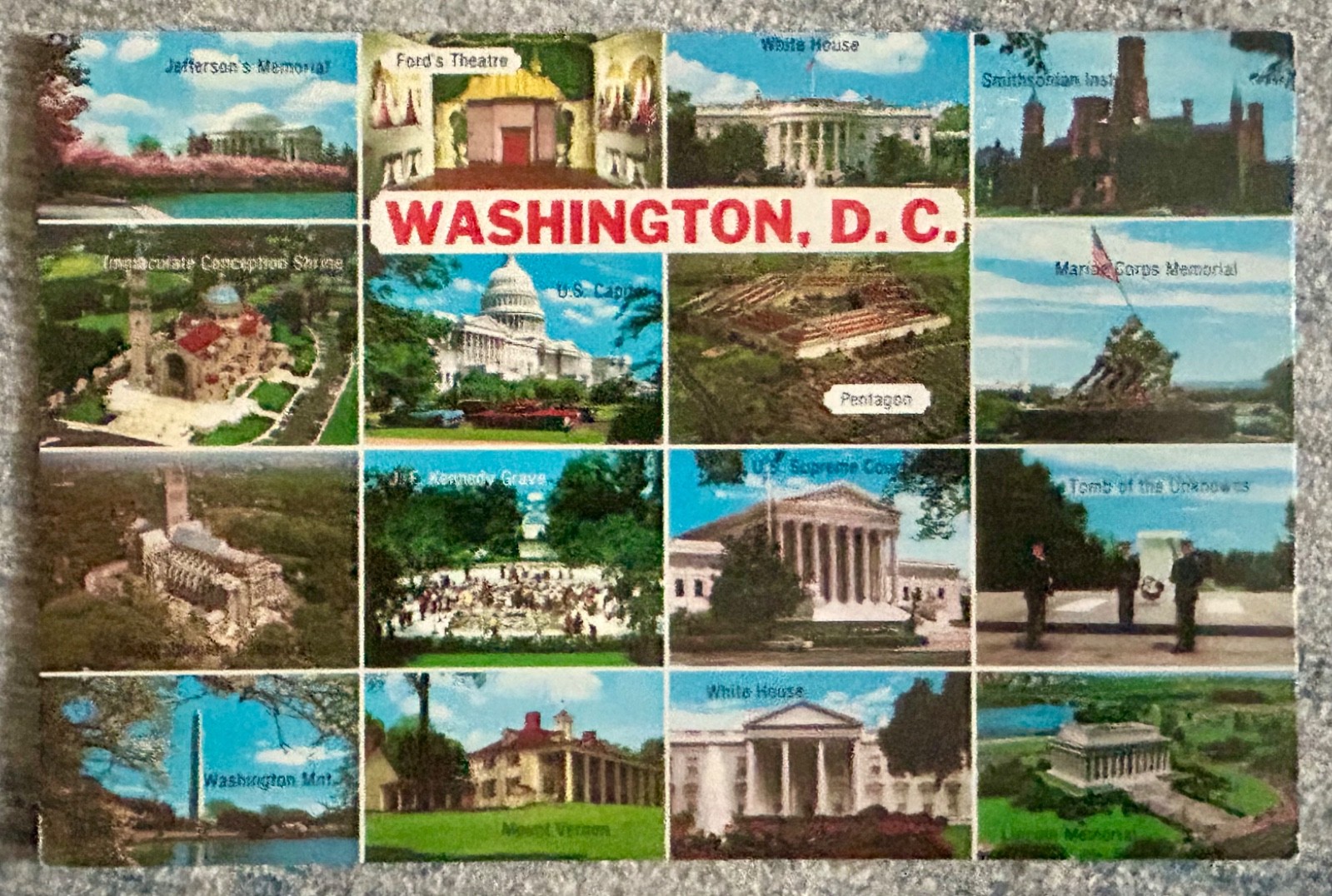 Vintage Unposted Washington DC postcard - 16 photos Vintage Unposted Washington DC postcard - 16 photos