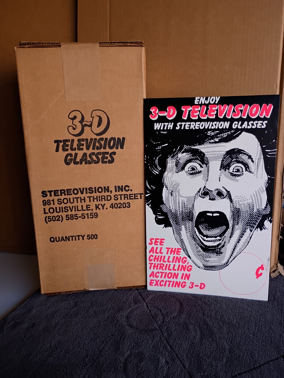 3-D Television Glasses Vintage Store Display- 500 Pair, UNOPENED BOX NOS 3-D Television Glasses Vintage Store Display- 500 Pair, UNOPENED BOX NOS