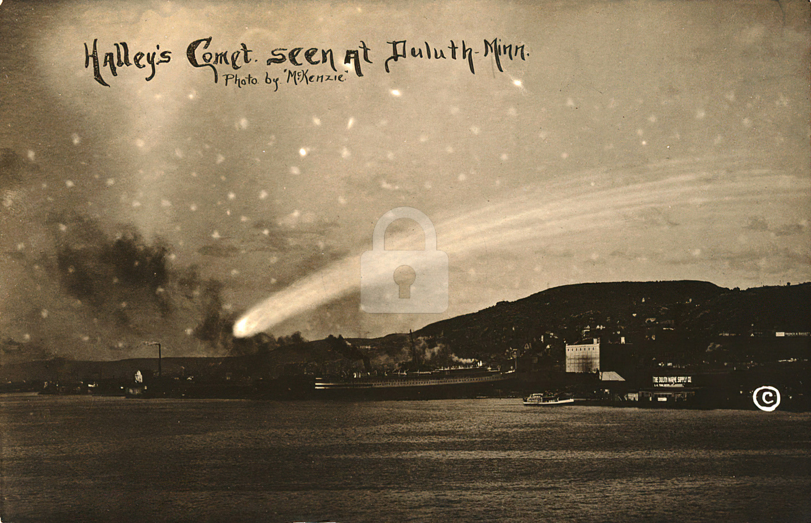 Halley's Comet. Seen at Duluth, MN Minnesota 1910 RPPC Photo Postcard Copy Halley's Comet. Seen at Duluth, MN Minnesota 1910 RPPC Photo Postcard Copy