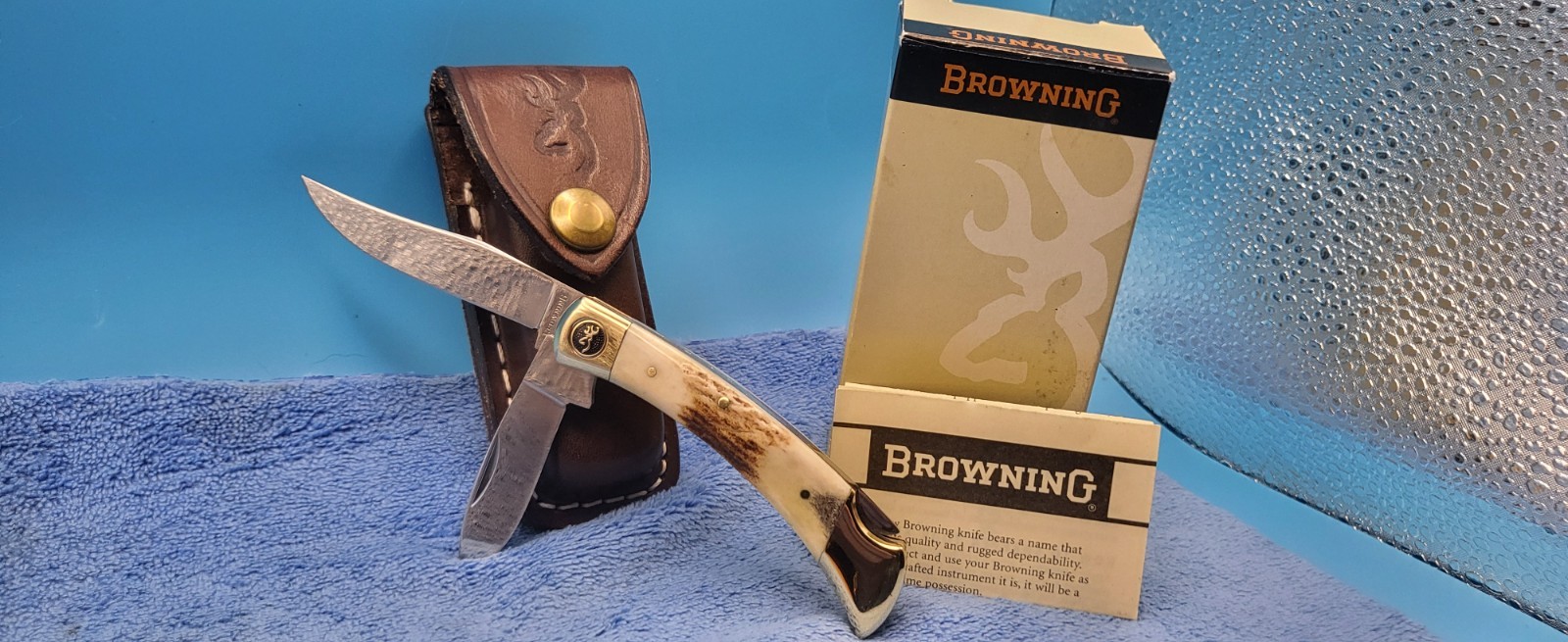 Vintage 1990s Browning Model 522 Sambar Stag Fish & Bird Knife - Made in Seki Ja Vintage 1990s Browning Model 522 Sambar Stag Fish & Bird Knife - Made in Seki Ja