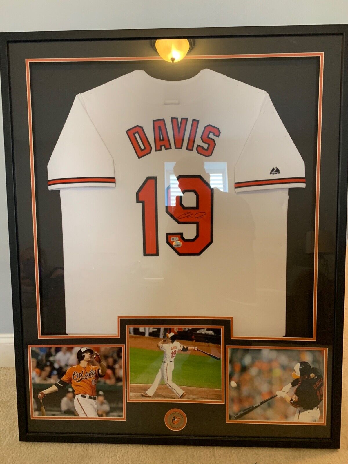 Chris Davis Signed Orioles Custom Framed Jersey With Photos- JSA