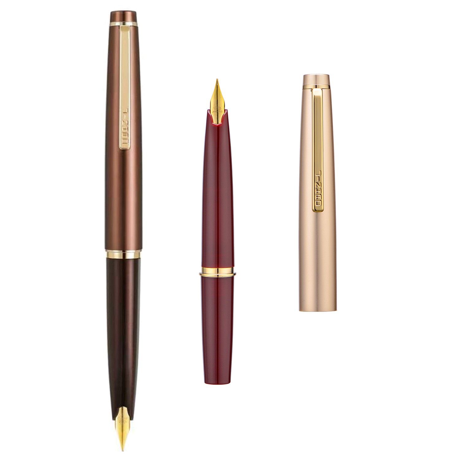 2 PCS Jinhao 59 Fountain Pen EF/ F Nib, Wine Red& Coffee Mini Travel Pocket Pen 