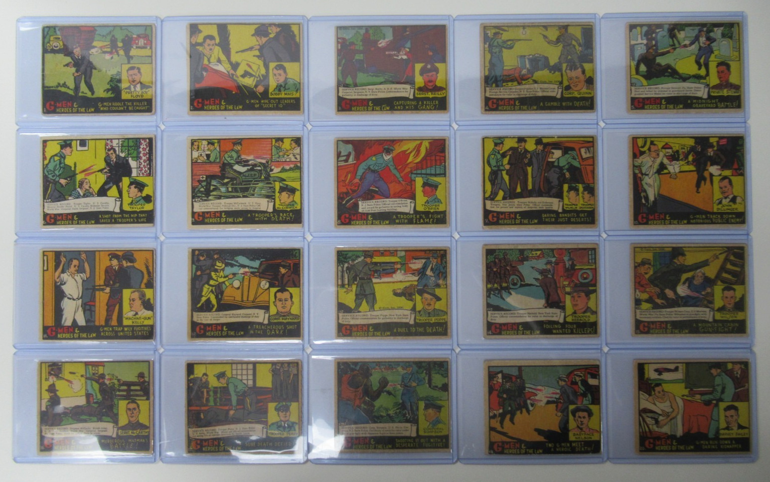 First 20 1936 Gum Inc. G-Men & Heroes of the Law #1-20 Floyd Dillinger -Nice Set First 20 1936 Gum Inc. G-Men & Heroes of the Law #1-20 Floyd Dillinger -Nice Set