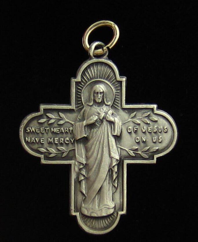 Vintage Sweet Heart of Jesus Medal Religious Holy Catholic Mary Mount Carmel
