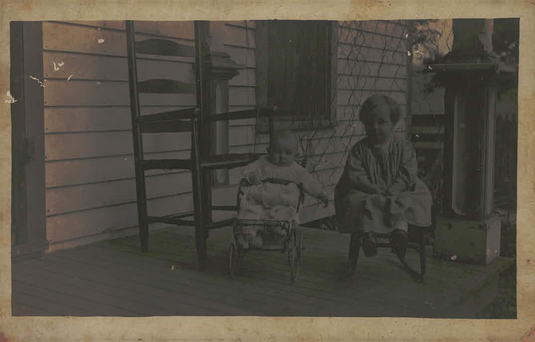 Antique Real Photo Postcard Children on Porch Nelson Ind Antique Real Photo Postcard Children on Porch Nelson Ind