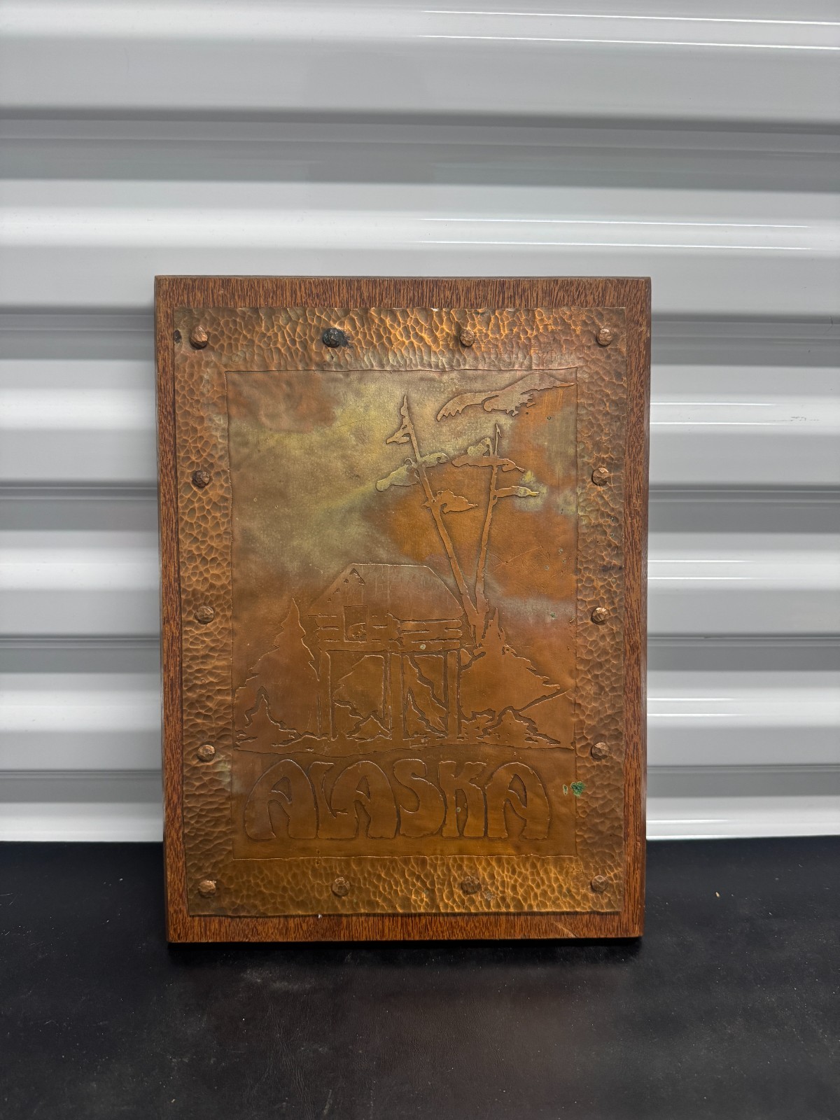 Vintage Alaska Hammered Copper Etched Wall Art Plaque Vintage Alaska Hammered Copper Etched Wall Art Plaque