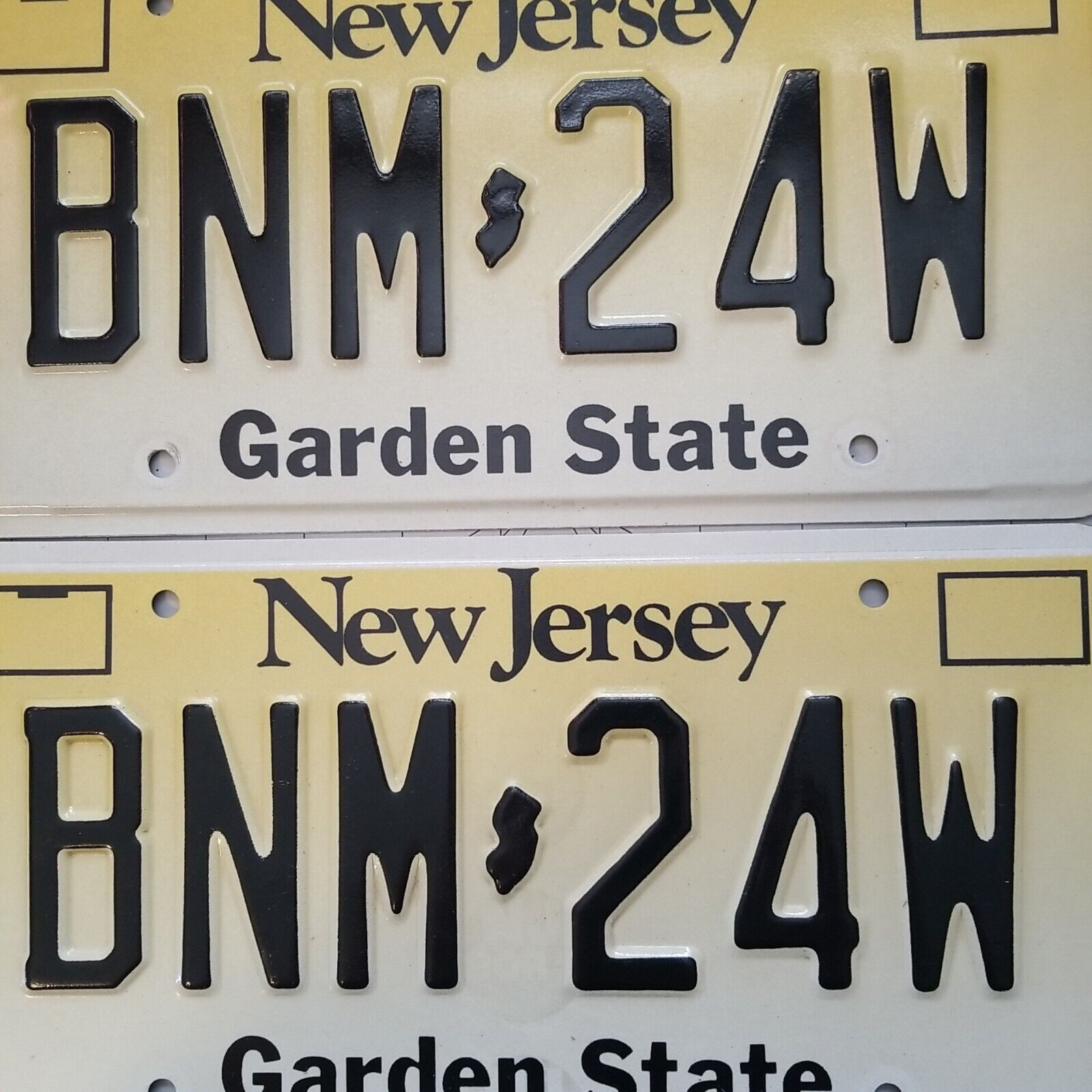 NJ License Plates Vintage PAIR NEW JERSEY # BNM - 24W  Garden State