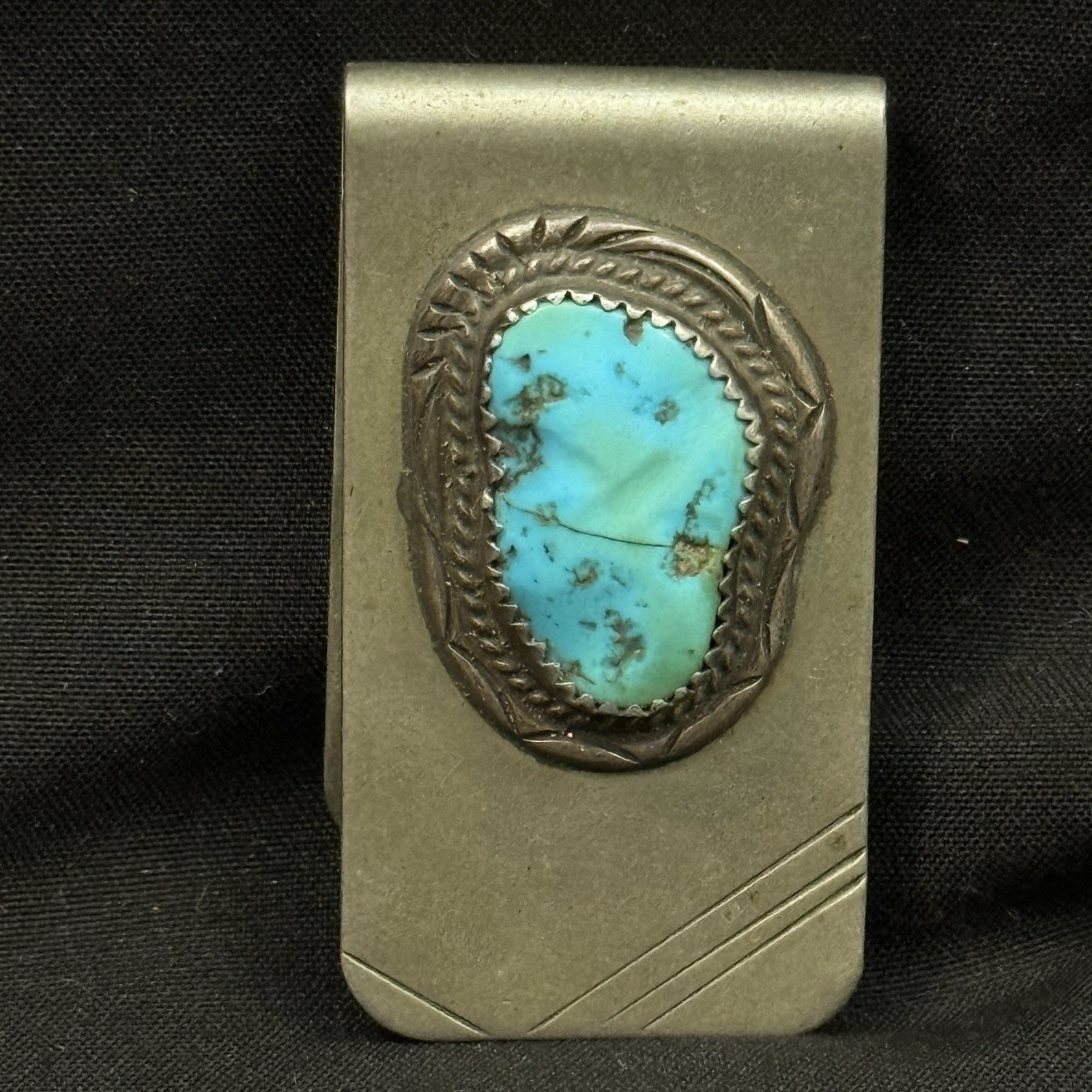 Vintage Navajo Sterling Silver & Turquoise Money Clip Vintage Navajo Sterling Silver & Turquoise Money Clip