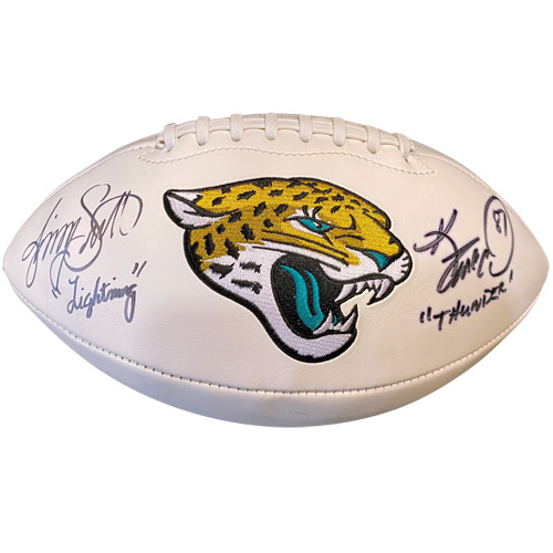 Keenan McCardell and Jimmy Smith Autographed Jacksonville Jaguars Logo Football Keenan McCardell and Jimmy Smith Autographed Jacksonville Jaguars Logo Football