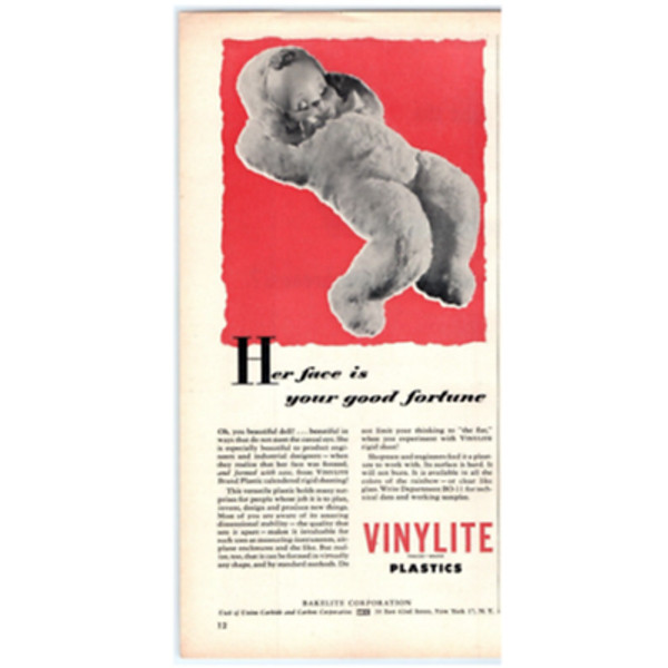 1947 Print Ad Bakelite Corporation Vinylite Plastics Baby Doll So Cute 1947 Print Ad Bakelite Corporation Vinylite Plastics Baby Doll So Cute