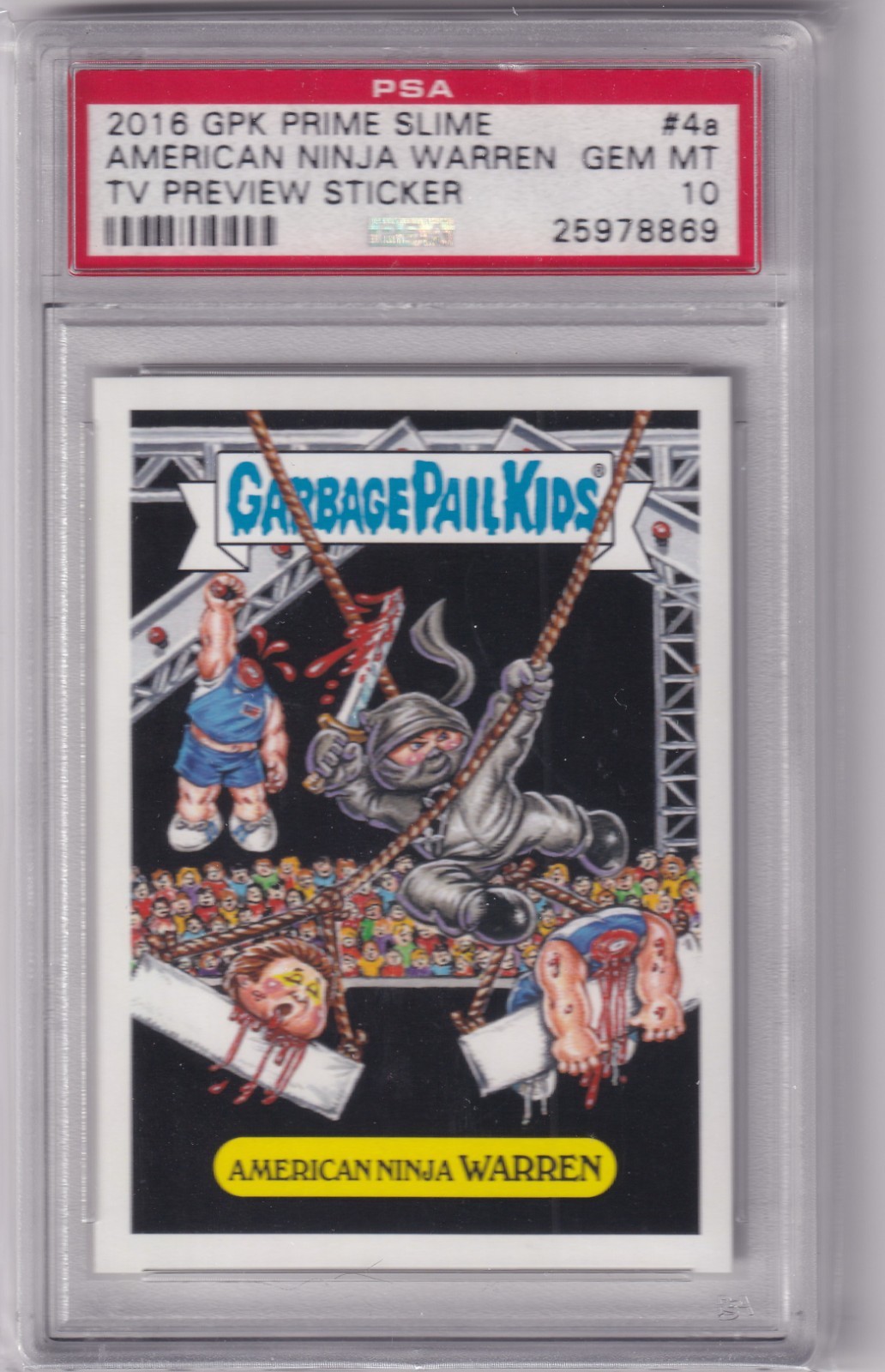 2016 GARBAGE PAIL KIDS PRIME SLIME TV #4a AMERICAN NINJA WARREN PSA 10 POP 1 2016 GARBAGE PAIL KIDS PRIME SLIME TV #4a AMERICAN NINJA WARREN PSA 10 POP 1