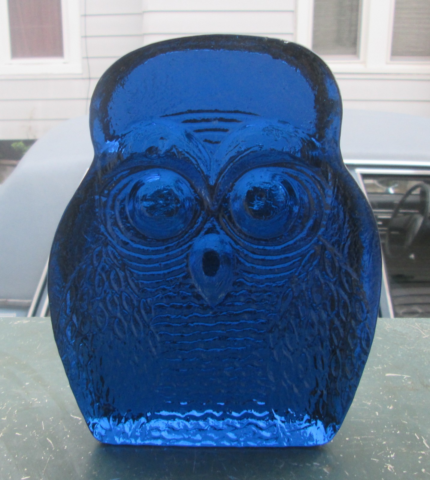 Vintage Blenko Cobalt Blue Owl Solid Art Glass Bookend-L@@K Vintage Blenko Cobalt Blue Owl Solid Art Glass Bookend-L@@K