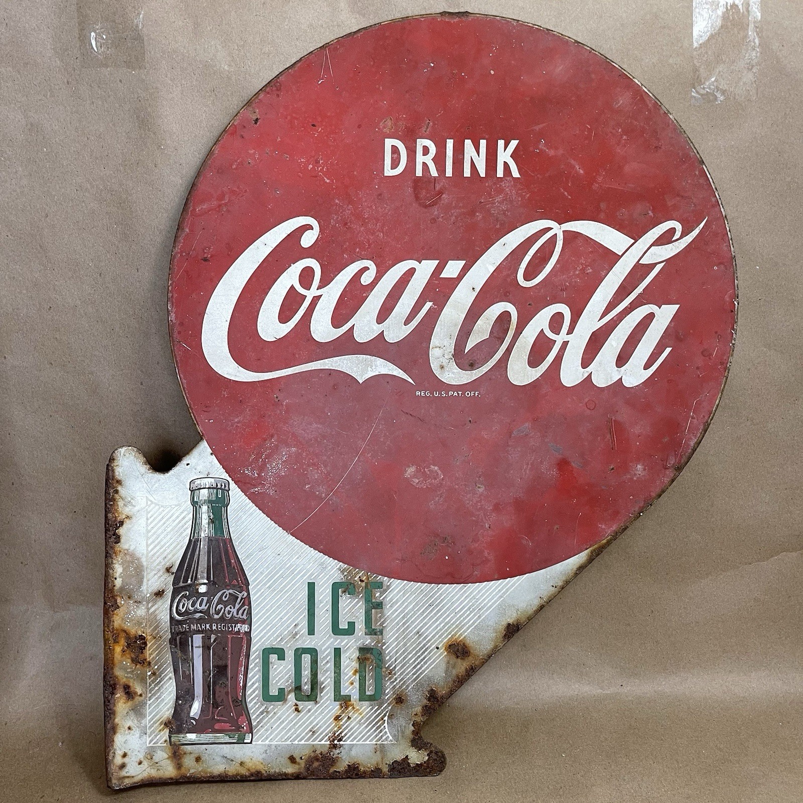 Original Vintage Coca Cola Metal Flange Sign Original Vintage Coca Cola Metal Flange Sign