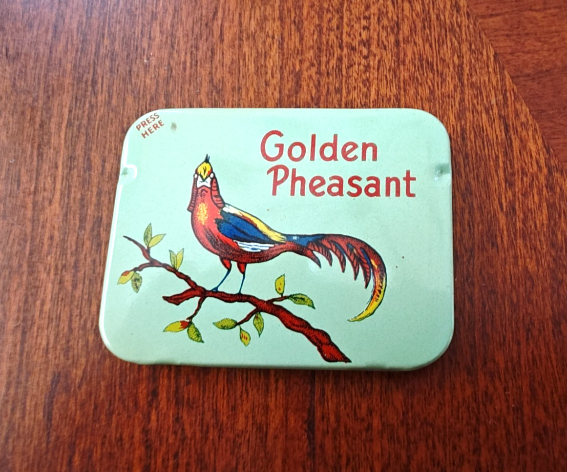 Vintage Golden Pheasant Condom Litho Tin Prophylactic W H Reed & co Near Mint Vintage Golden Pheasant Condom Litho Tin Prophylactic W H Reed & co Near Mint