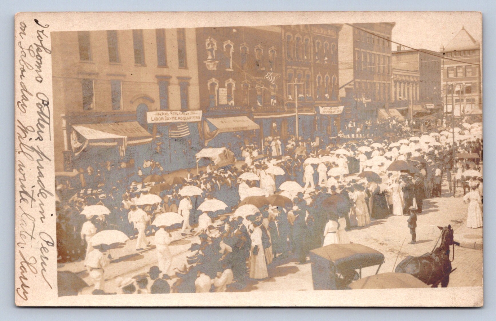 J98/ Kokomo Indiana RPPC Postcard c1910 Labor Day Parade Umbrellas  24