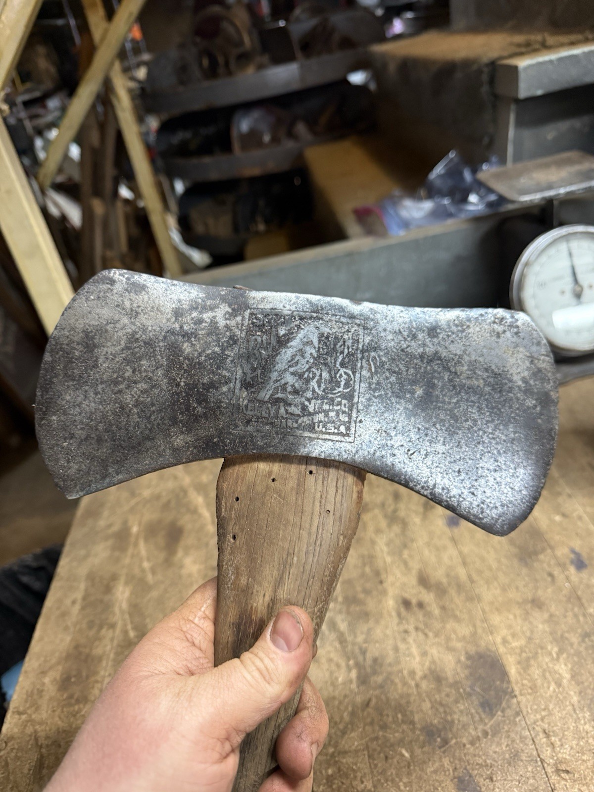 VTG 4-1/4 Lb Double Bit Axe Embossed Kelly True Temper Black Raven Tool W Handle VTG 4-1/4 Lb Double Bit Axe Embossed Kelly True Temper Black Raven Tool W Handle