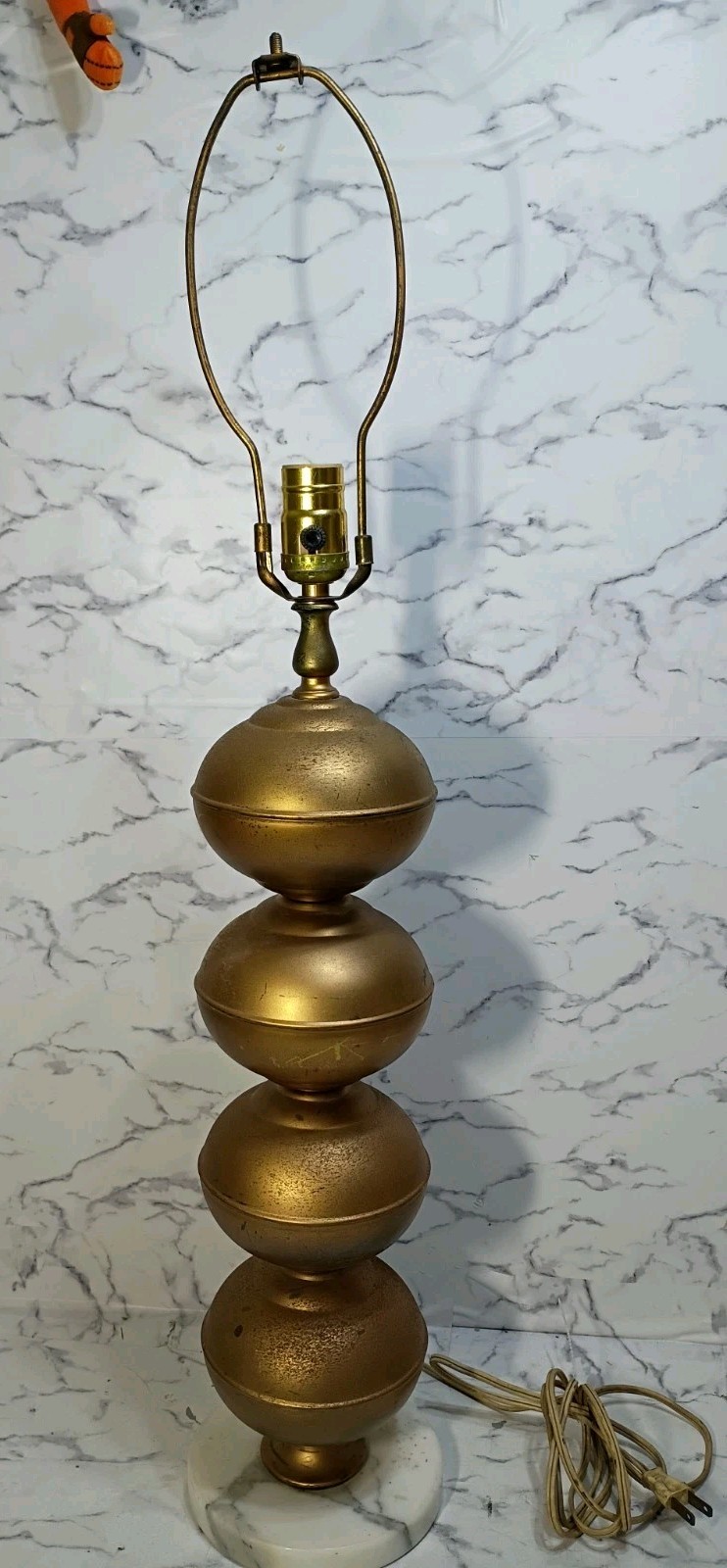 Stacked Globe Table LampGold MCM Vtg WORKS