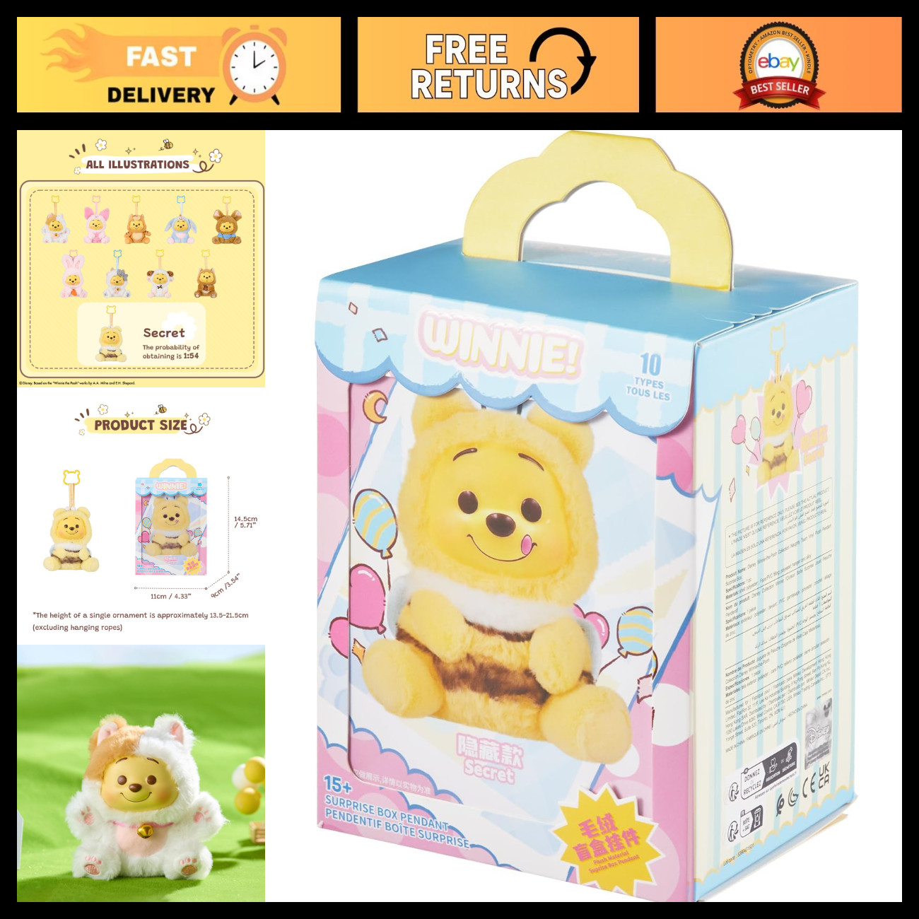 Disney Winnie the Pooh Beach Vacation Blind Box Figure - Collectible Vinyl Plush