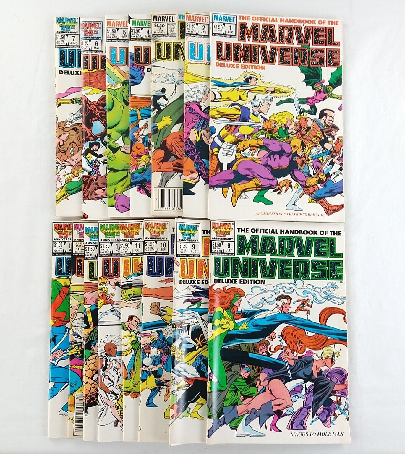 Official Handbook of the Marvel Universe #1-15 Deluxe Complete Set 1985 Comics