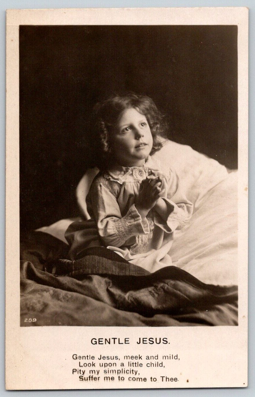 RPPC Postcard~ Little Girl Praying~ Gentle Jesus RPPC Postcard~ Little Girl Praying~ Gentle Jesus
