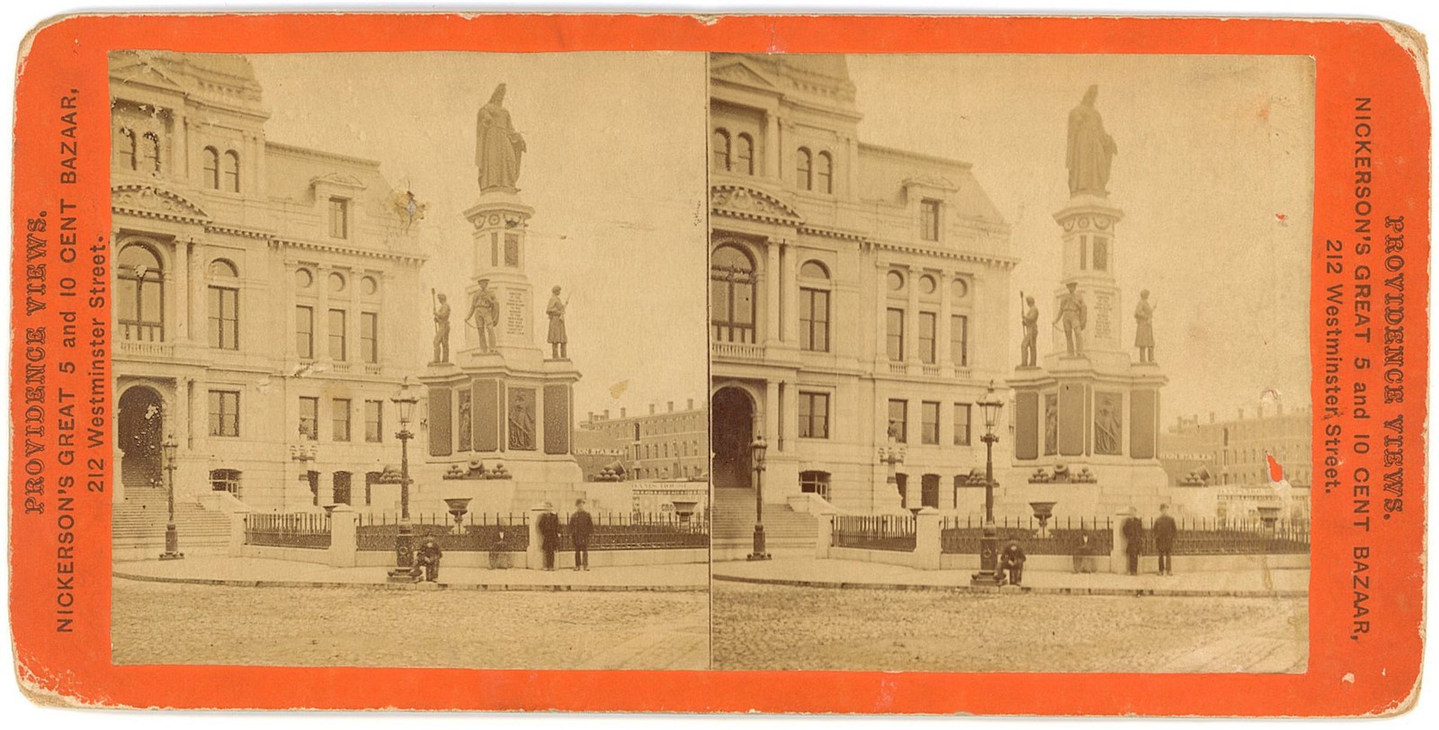 RHODE ISLAND STEREOVIEW - Providence Monument - Nickerson 1880s RHODE ISLAND STEREOVIEW - Providence Monument - Nickerson 1880s