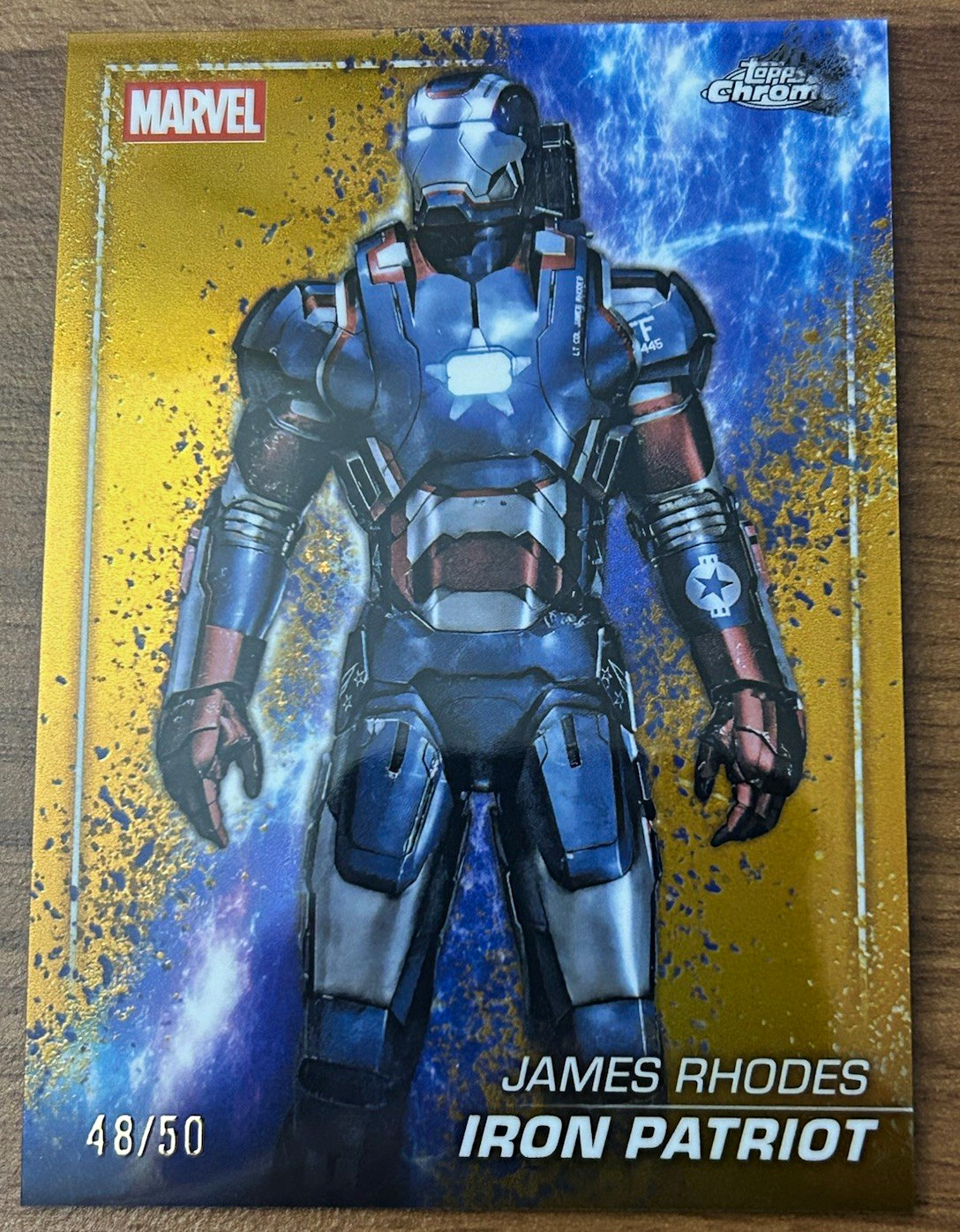 2025 Topps Chrome Marvel Studios Iron Patriot The Snap Variation Gold /50 S-31 2025 Topps Chrome Marvel Studios Iron Patriot The Snap Variation Gold /50 S-31