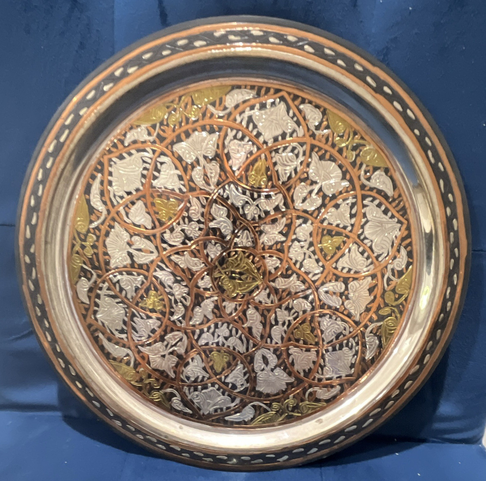 Vintage antique Embossed Decorative Serving Tray - Silver/Gold/Copper/Black