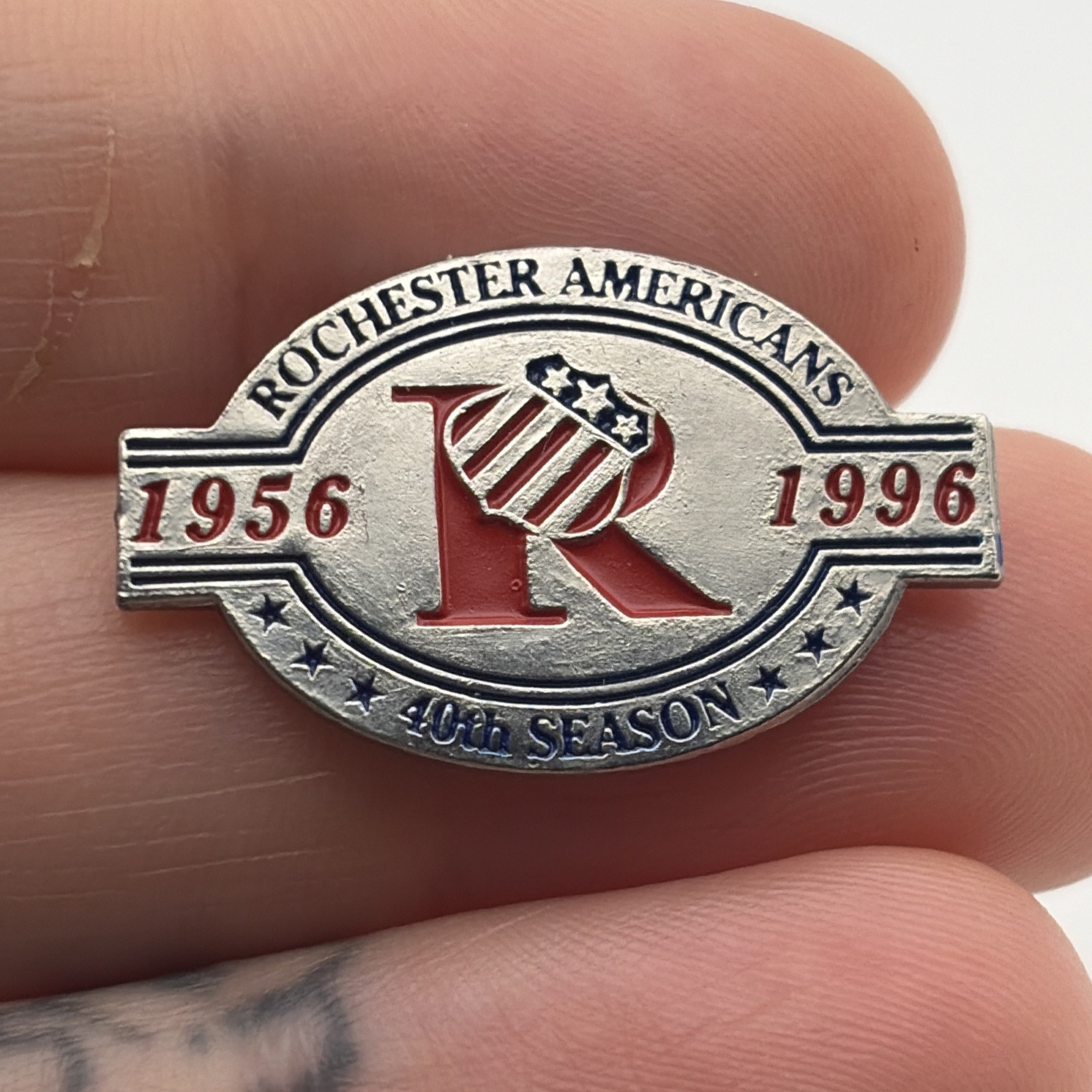Rochester Americans Logo Hockey Team 40th Season New York State Lapel Hat Pin Rochester Americans Logo Hockey Team 40th Season New York State Lapel Hat Pin