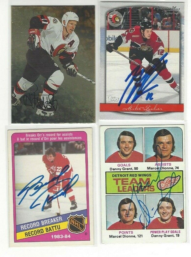  1975-76 Topps #318 Red Wings Leaders Marcel Dionne Signed Hockey Card 