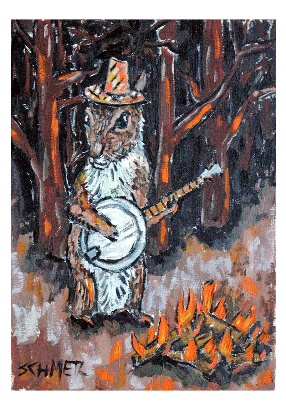 squirrel banjo 5x7 small signed animal decor art print on heavyweight matte squirrel banjo 5x7 small signed animal decor art print on heavyweight matte